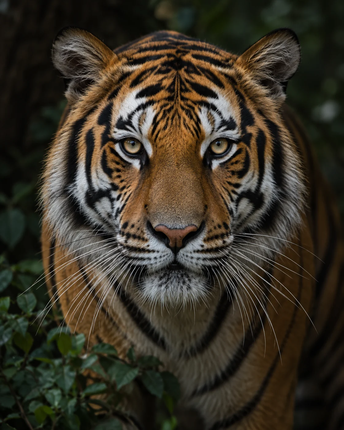 A close wildlife portrait of a tiger