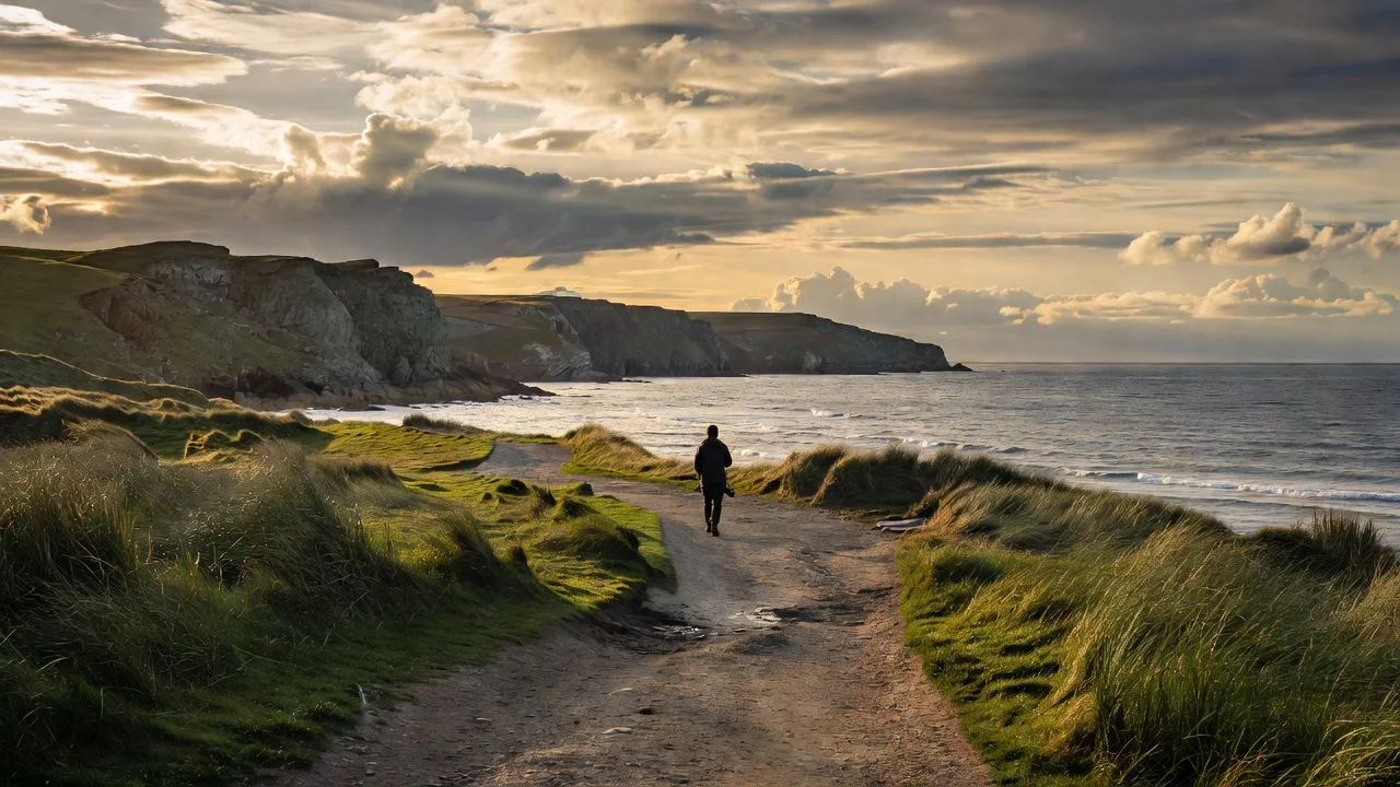 Golden-hour coastal path for a photography walk